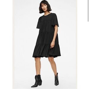 Anine Bing Tabitha Silk Tiered Babydoll Goth Dress